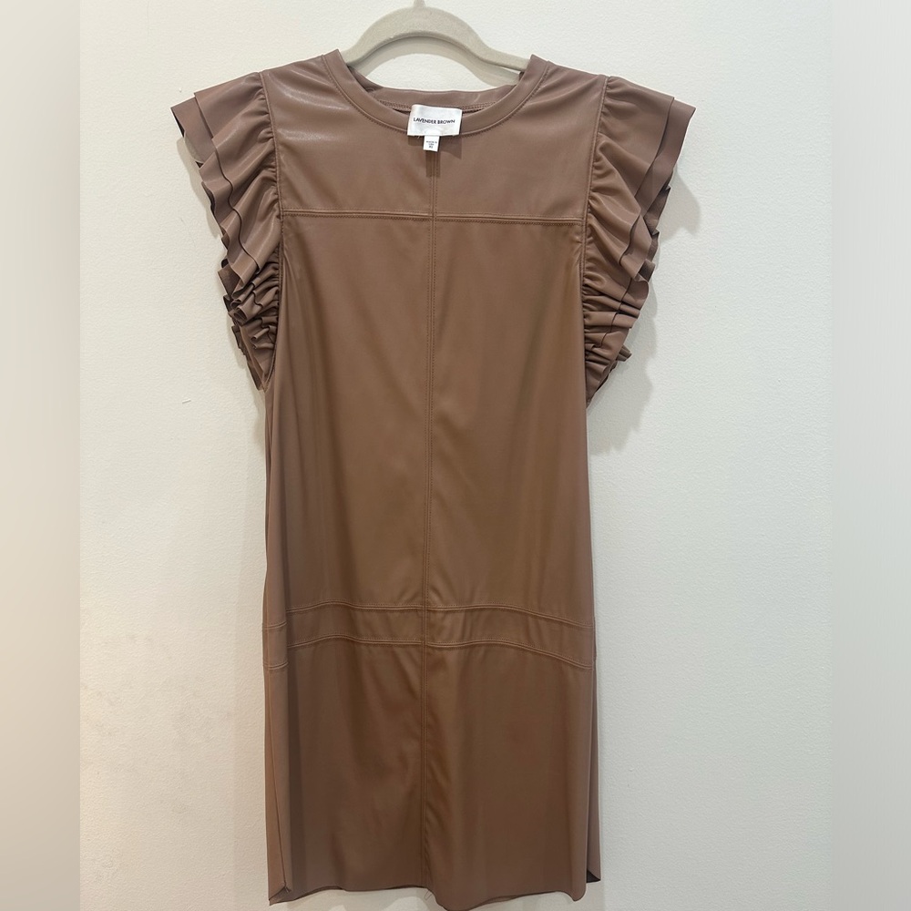 Lavender Brown Faux Leather Dress - XS